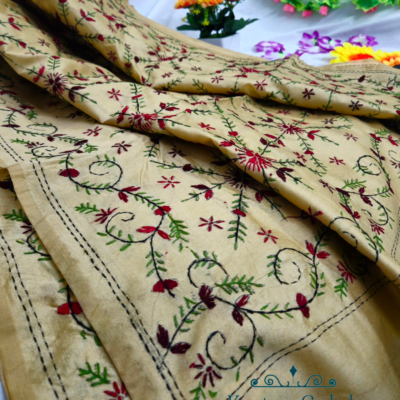 Kantha stitch on tussar