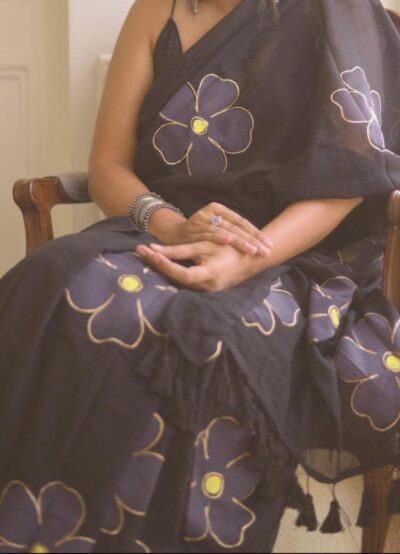 Hand Printed mul cotton saree