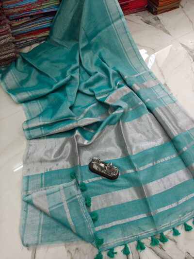 Tissue linen saree