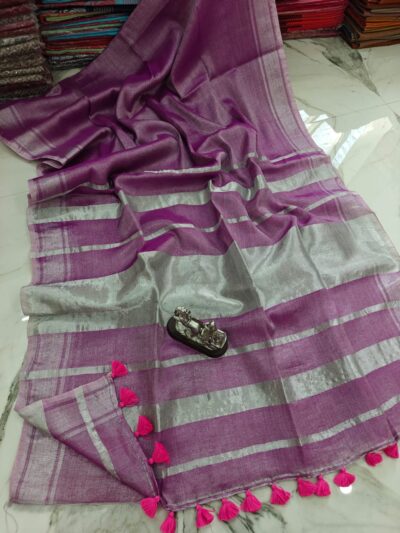 Tissue linen saree