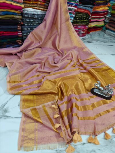 Tissue linen saree