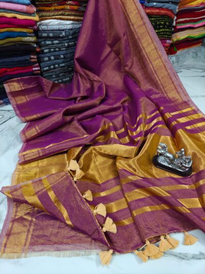 Tissue linen saree