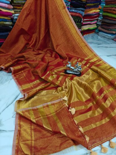 Tissue linen saree
