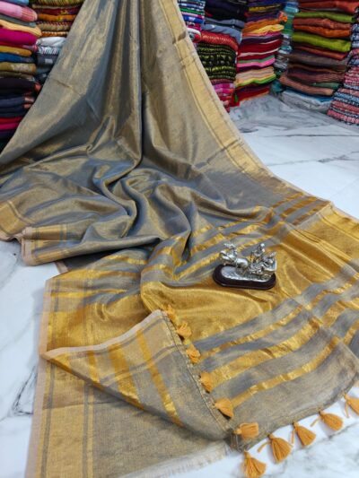 Tissue linen saree
